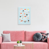 すし日本のブルー キャンバスプリント (インサイチュ (リビング))