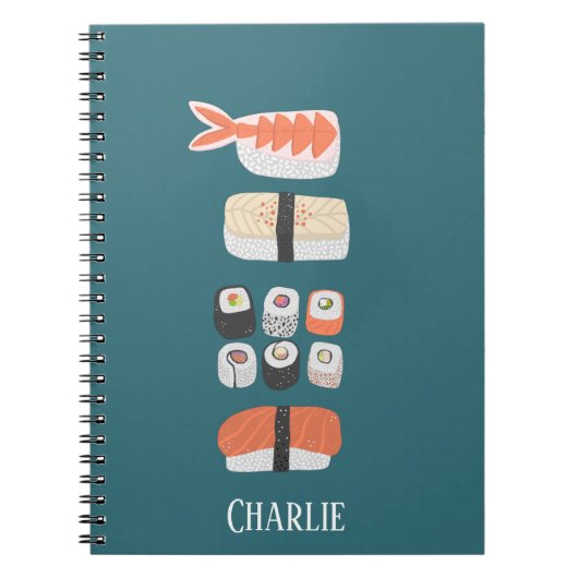 すし日本の好きパーソナライズされた ノートブック (正面)