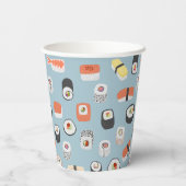 すし日本の柄ブルー 紙コップ (裏面)