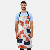 すし日本の食品シームレスパターン エプロン (着用した状態)