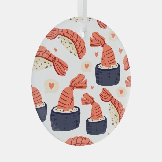 すし日本の食品シームレスパターン ガラスオーナメント (正面右)