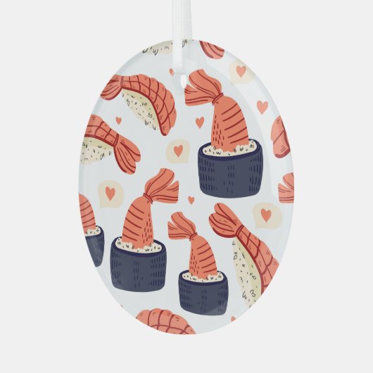 すし日本の食品シームレスパターン ガラスオーナメント (正面左)