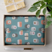 すし柄ティール(緑がかった色)グリーン 薄葉紙 (ギフト)