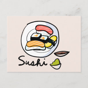 すし漫画かわいい日本のすし料理 ポストカード