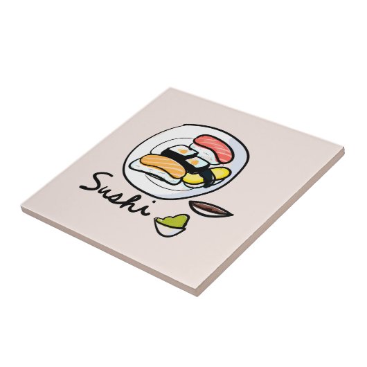 すし漫画かわいい日本のアート タイル (側面)