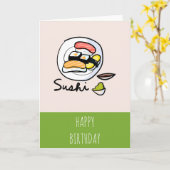 すし漫画のかわいいア日本のート カード (黄色い花)