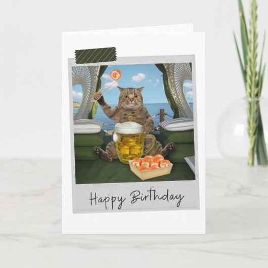 すし猫おもしろい誕生日 カード (正面)