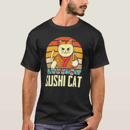 すし猫刺身にぎり巻き猫 Tシャツ (正面)