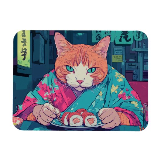 すし猫大おもしろい磁石 マグネット (横)