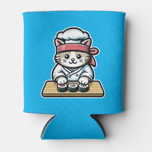 すし猫 – キュート&おもしろいねこ寿司アート 缶クーラー (正面)