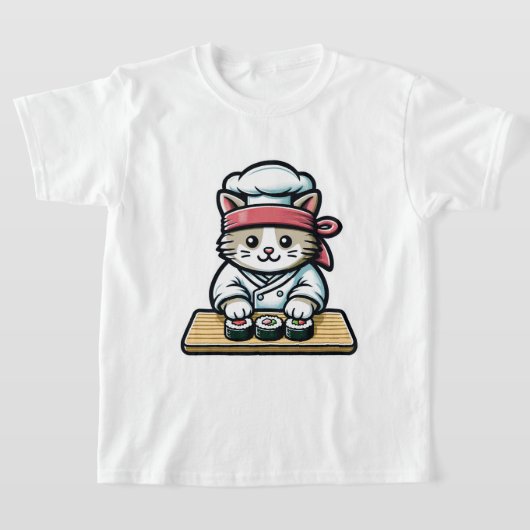 すし猫 – キュート&おもしろいねこ寿司アート Tシャツ (レイダウン)