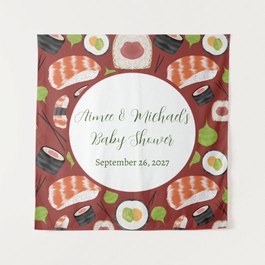 すし男女兼用赤ちゃんシャワー タペストリー (正面)