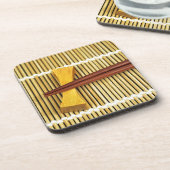 すし箸の先生が木の竹をマスター コースター (左側)