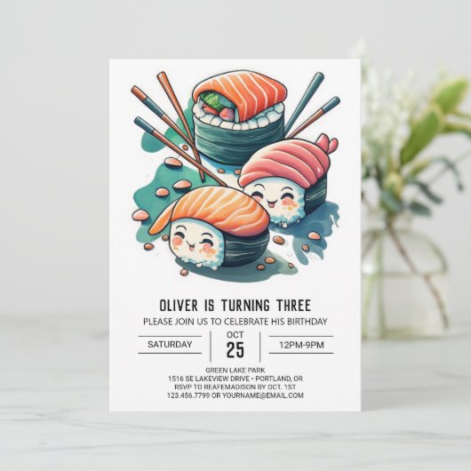 すし誕生日 招待状 (スタンド正面)