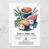 すし誕生日 招待状 (正面/裏面)