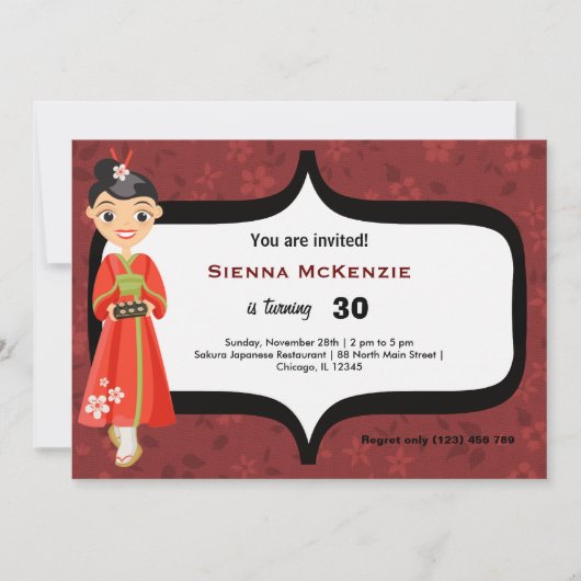 すし誕生日 招待状 (正面)