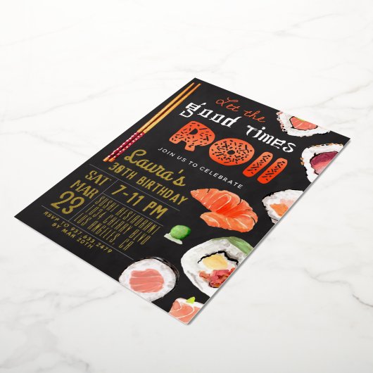 すし誕生日 箔招待状 (回転した状態)