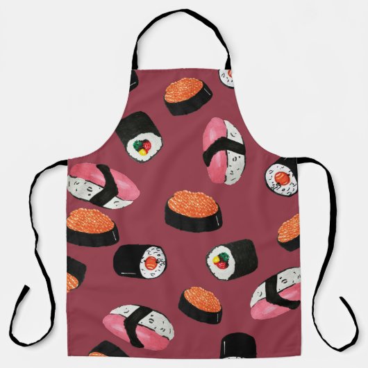 すし転がおにぎり:シームレスイラストレーション エプロン (正面)