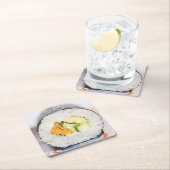 すし転がの魚と米 スクエアペーパーコースター (インサイチュ)