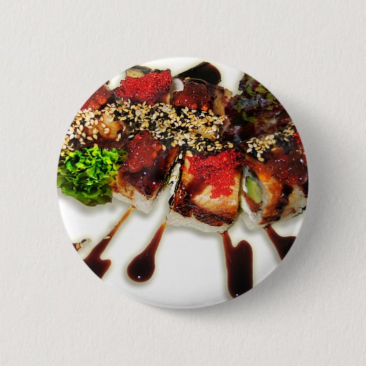 すし転がゴマショウガわさび和食店 缶バッジ (正面)