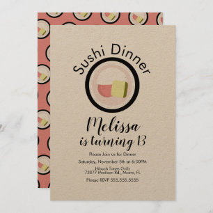 すし転がサーモン誕生日10代のレストランクラフト 招待状