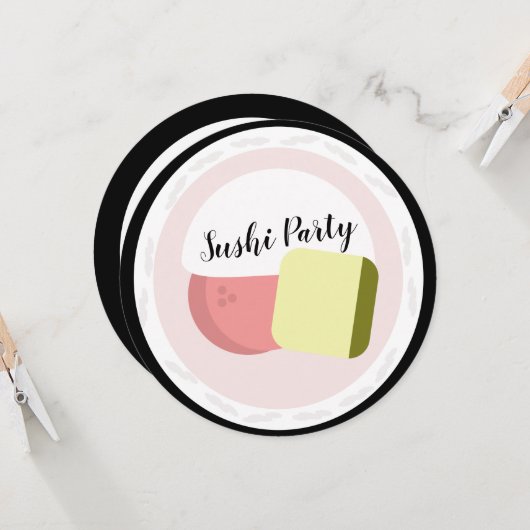 すし転がサーモン誕生日10代のレストランラウンド カード (正面/裏面インサイチュ)