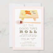 すし転がピンク新年パーティの招待状 シーズンカード (正面)