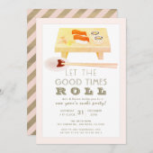 すし転がピンク新年パーティの招待状 シーズンカード (正面/裏面)