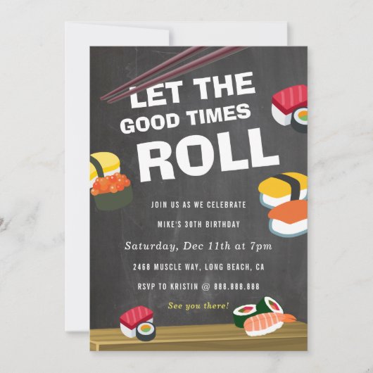 すし転が誕生祝い 招待状 (正面)