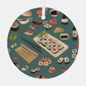 すし転が:色目なしヴィンテージ。 ガラスオーナメント (裏面)