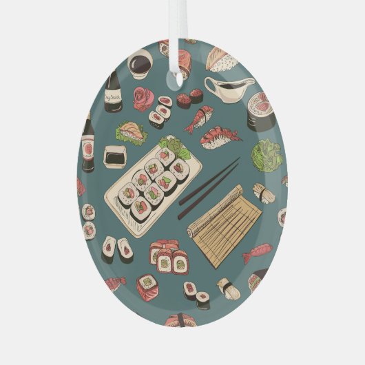 すし転が:色目なしヴィンテージ。 ガラスオーナメント (正面左)