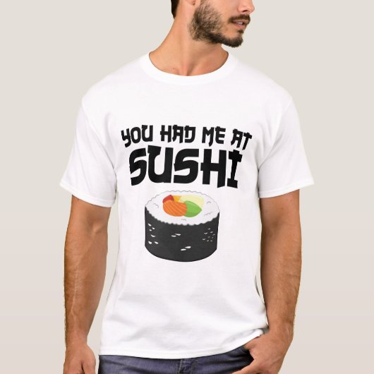 すし食べおもしろい物 Tシャツ (正面)