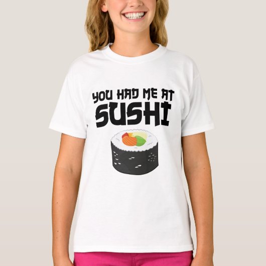 すし食べおもしろい物 Tシャツ (正面)