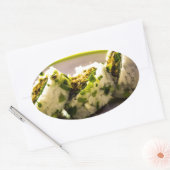 すし食べア日本のア食ご飯おいしいランチ 楕円形シール (封筒)