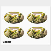 すし食べア日本のア食ご飯おいしいランチ 楕円形シール (シート)