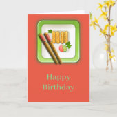 すし。ハッピーバースデー。 カード (黄色い花)