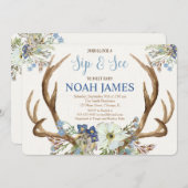 すすり、大会を見、そして男の子の招待のbohoに挨拶して下さい 招待状 (正面/裏面)