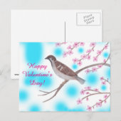 すずめおよび桜のバレンタインの郵便はがき シーズンポストカード (正面/裏面)