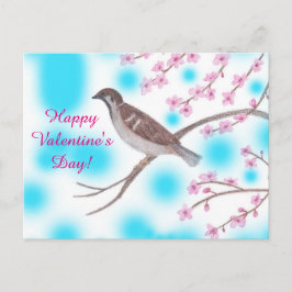 すずめおよび桜のバレンタインの郵便はがき シーズンポストカード