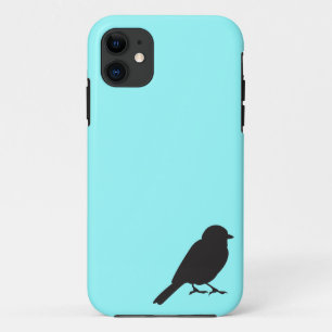 すずめのシルエットのシックで青いつばめの鳥 iPhone 11 ケース