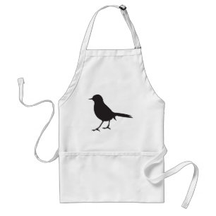 すずめの鳥の黒く及び白いシルエットの青 スタンダードエプロン
