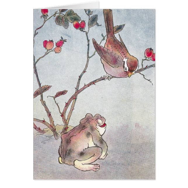 すずめ、ヒキガエル及びバラの実 (正面)