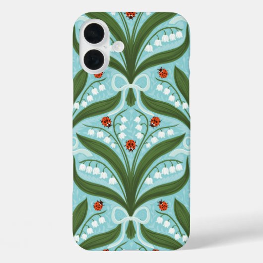 すずらんとてんとう虫の対称性 グリーン Case-Mate iPhoneケース (裏面)