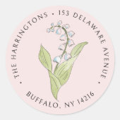 すずらんの丘 ５月 ピンクの花 返送先 ラウンドシール (正面)