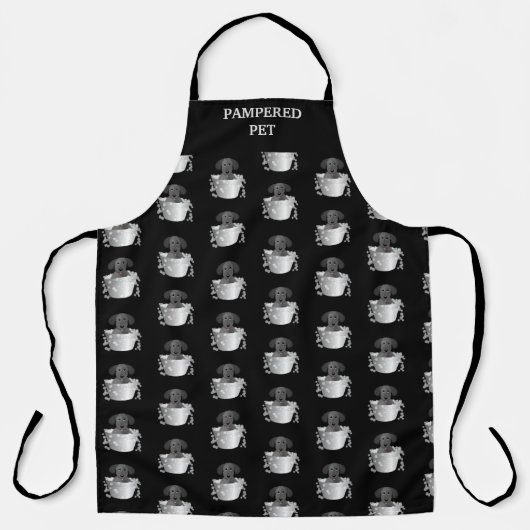 すずパーソナライズされたい桶の中でかわいい子犬 エプロン (正面)