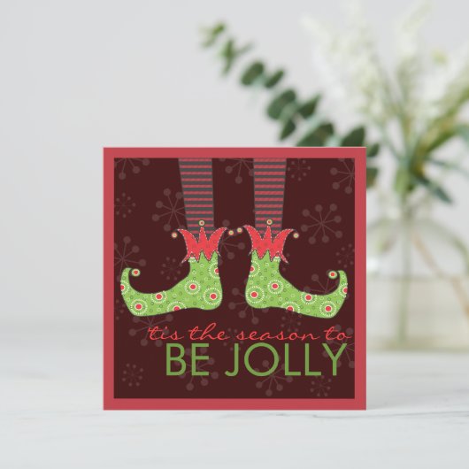 すてきなおもしろいの小妖精や小人の足の休日のクリスマス・パーティがあって下さい 招待状 (スタンド正面)