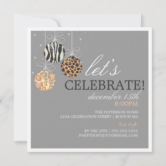 すてきなクリスマスのオーナメントの休日のパーティの招待があって下さい 招待状 (裏面)