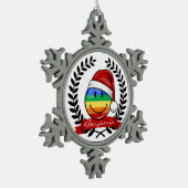 すてきなゲイプライドの旗のクリスマスのスタイル スノーフレークピューターオーナメント (左)