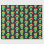 すてきなサボテンが花のポットに立つ ラッピングペーパー (フラット)