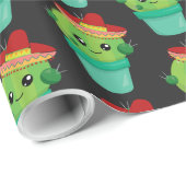 すてきなサボテンが花のポットに立つ ラッピングペーパー (ロールコーナー)